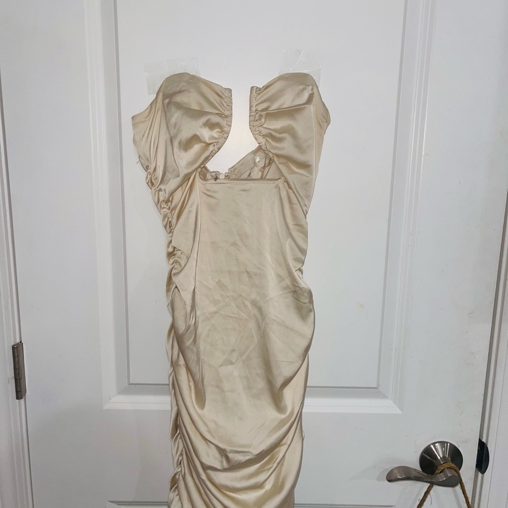 Oh Polly Strapless Cream Dress